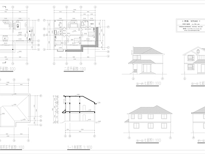 美式现代别墅建筑 双层别墅 施工图