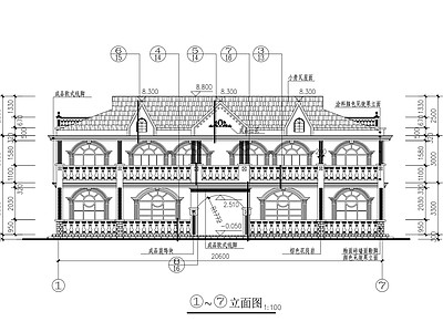 欧式别墅建筑 二层单体别墅 带阁楼 全套 施工图