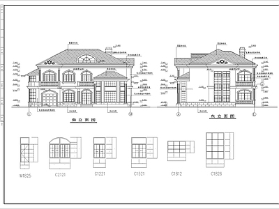 现代别墅建筑 自建房 两层别 施工图