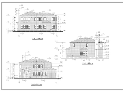 欧式简欧别墅建筑 两层欧式别墅施工 自建房 施工图