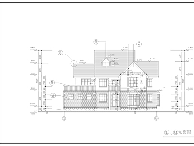 北欧美式别墅建筑 三层别墅 自建房 施工图