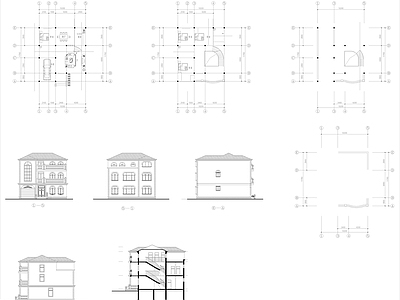 欧式别墅建筑 自建房 三层别墅建筑图 施工图