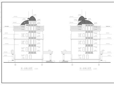 欧式别墅建筑 四层欧式别墅建筑 施工图