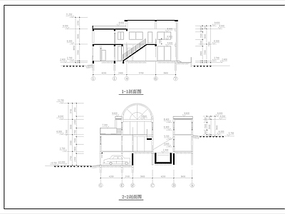 现代别墅建筑 两层别 施工图