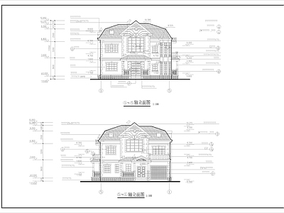 欧式别墅建筑 三层欧式别墅建筑 自建房 施工图