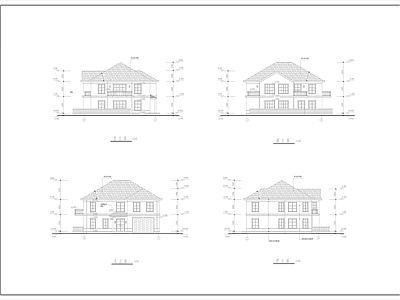 美式现代别墅建筑 自建房 两层别墅建筑 施工图