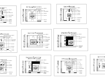 现代新中式客厅 壁挂电视背板小品 挑空 别墅 小户型 施工图