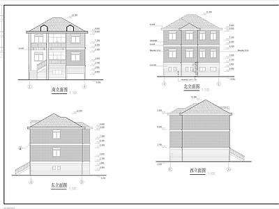 欧式别墅建筑 三层欧式别墅建筑 自建房 施工图