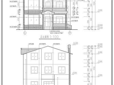 现代别墅建筑 自建房 三层欧式别墅建筑 施工图