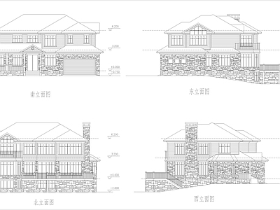 欧式别墅建筑 三层别墅建筑 自建房 施工图