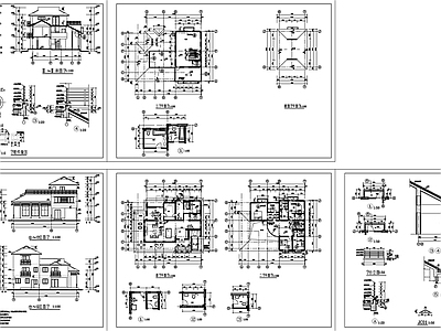 现代别墅建筑 多层别墅建筑图 施工图