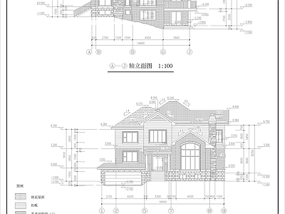 欧式美式别墅建筑 自建房 三层别墅建筑 施工图