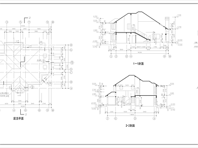 美式别墅建筑 两层别墅建筑 自建房 施工图