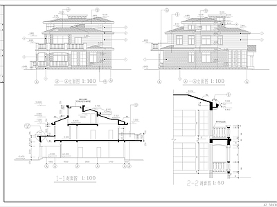 欧式别墅建筑 三层欧式别墅 自建房 施工图