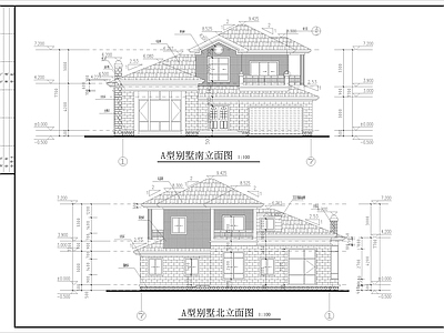 美式欧式别墅建筑 自建房 两层美式别墅建筑 施工图