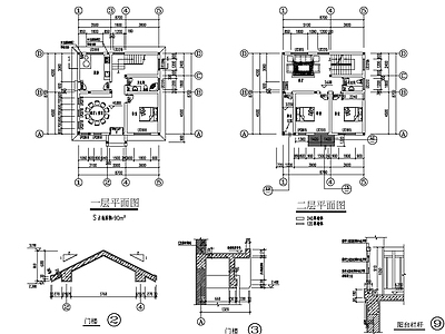 现代别墅建筑 四层别墅建筑 施工图