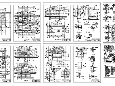 现代美式别墅建筑 美式别 施工图