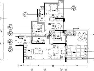 简欧现代整体家装空间 120平户型样板 CA 施工图