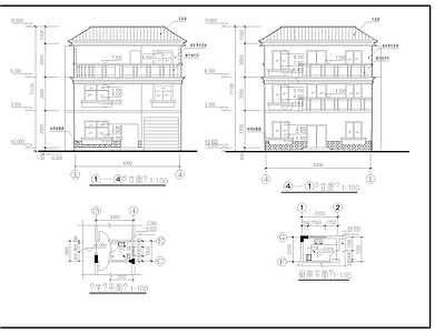 现代欧式别墅建筑 三层别墅建施图 自建房 施工图