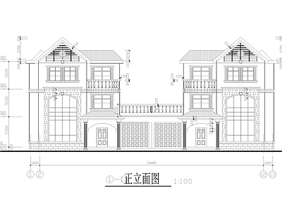 欧式别墅建筑 三层别墅建施图 施工图