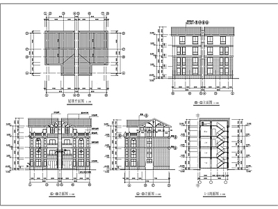 现代别墅建筑 某四层别墅建筑图 自建房 施工图