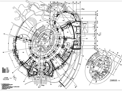 现代别墅建筑 英式椭圆别墅建筑 自建房 异形英式风格别墅 椭圆三层别墅建筑 施工图