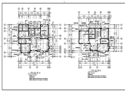 现代别墅建筑 园小别墅 自建房 施工图