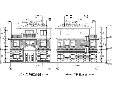 现代别墅建筑 自建房 建筑结构供电排水 全套 施工图