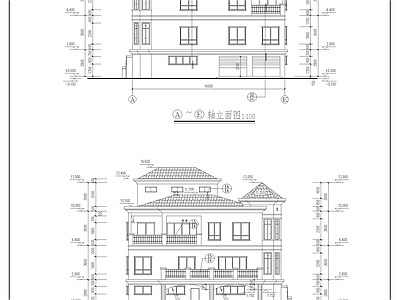 欧式别墅建筑 三层别墅建施图 施工图