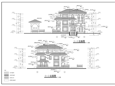 欧式别墅建筑 三层别墅建施图 施工图