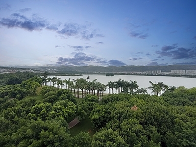 现代天空外景 天空 外景 窗外 湖景 树林