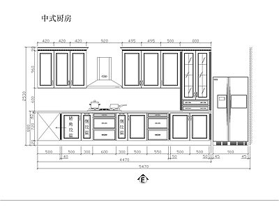 新中式欧式厨房 别墅 别墅中 西式厨柜 施工图