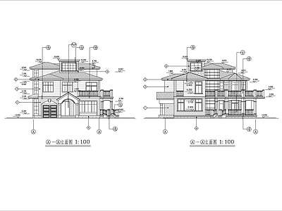 现代别墅建筑 小型别墅建筑设计 自建房 施工图