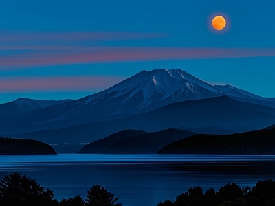 现代新中式乡村 郊区自然风景夜景