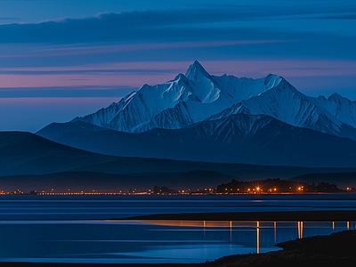 现代新中式乡村 郊区自然风景夜景