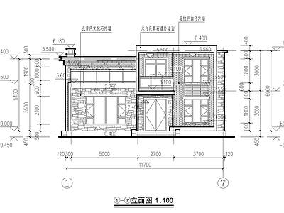 现代别墅建筑 二层别墅 平顶 带露台 施工图