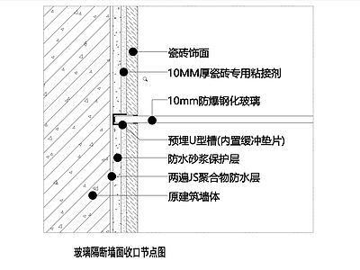 现代新中式卫浴节点 淋浴房节点 节点 玻璃隔断墙面收口 玻璃隔断 施工图