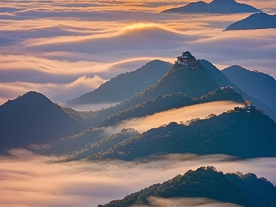 现代新中式天空外景 云海 白天天空 黄昏天空 夕阳天空 手机壁纸