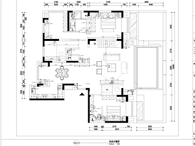 别墅首层室内家装 平面系统图 施工图