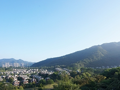 现代风景 山 半山别墅 自然风光 小区外景 白天山景