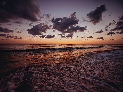 现代风景 海洋 晚霞 傍晚 天空