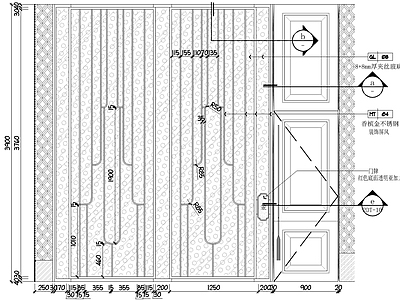 轻奢墙面节点 屏风夹丝玻璃隔断 施工图