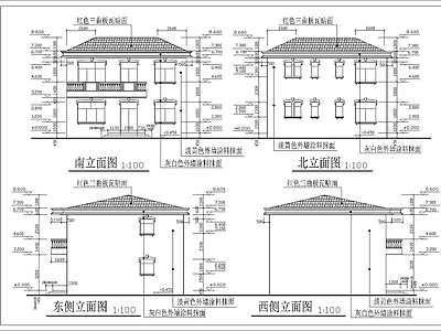 现代别墅建筑 两层建筑 自建房 独栋别墅 施工图