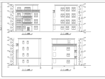 简欧别墅建筑 自建房 独栋别墅 四层简欧别墅 施工图