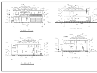 现代别墅建筑 两层别墅 自建房 独栋别墅 施工图