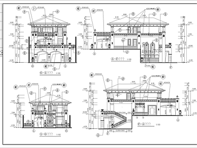 简欧别墅建筑 欧式别墅 自建房 独栋别墅 三层建筑 施工图