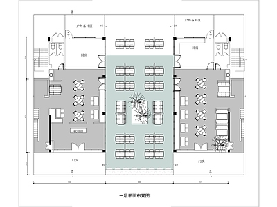 工装平面图 两层韩式烤肉店 室内平面图 施工图