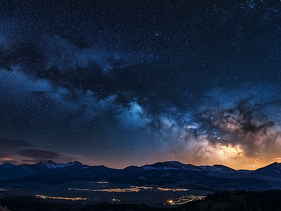 现代天空外景 自然风景夜景 夜晚天空 星空