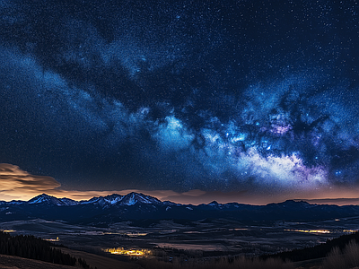 现代天空外景 自然风景夜景 星空 夜晚天空