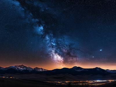 现代天空外景 自然风景夜景 夜晚天空 星空